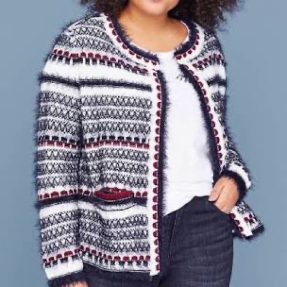 Lane Bryant Eyelash Open Cardigan Sweater Size 10/12 - Picture 1 of 13